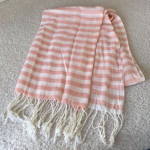 🆕NEW pink & white striped scarf, OS
